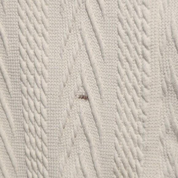 Button-Back Casual Blouse Women's S White Short Sleeve Raised Texture Crew Neck - Picture 9 of 9